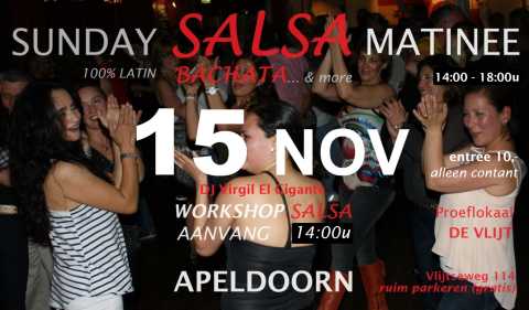 Sunday Salsa Matinee in Apeldoorn, proeflokaal De Vlijt 15 nov. 2026