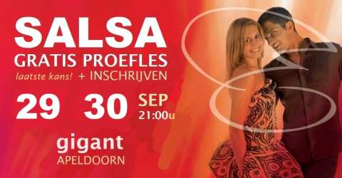 SALSA cursus - gratis proefles 29 en 30 sept in Gigant in Apeldoorn 21:00u